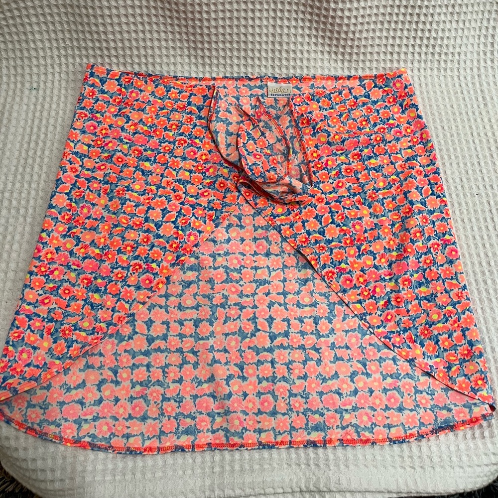 Sunsets Seperates Bright Floral Wrap Around Beach Cover Up Skirt